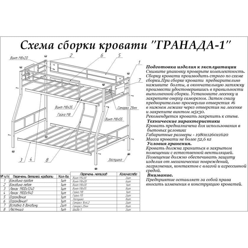 Кровать гранада схема сборки